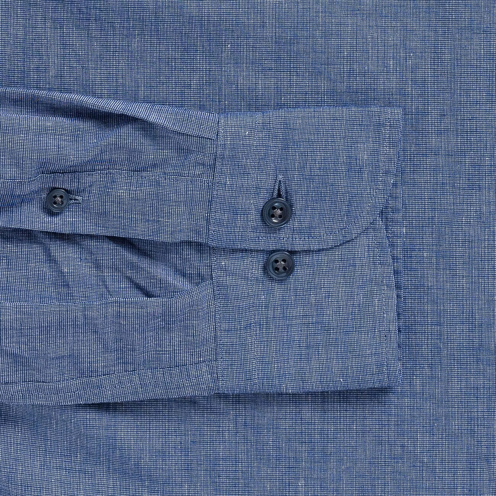 The Navy Barretto Cotton Linen Custom Shirt Custom Casual Shirt- Ledbury