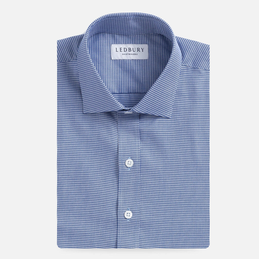 The Navy Blue McCartney Houndstooth Custom Shirt Custom Dress Shirt- Ledbury