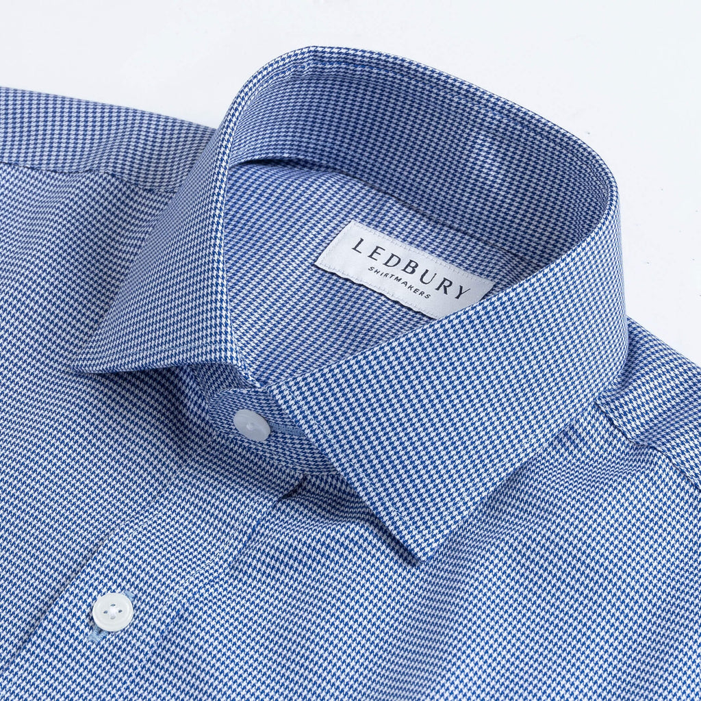 The Navy Blue McCartney Houndstooth Custom Shirt Custom Dress Shirt- Ledbury