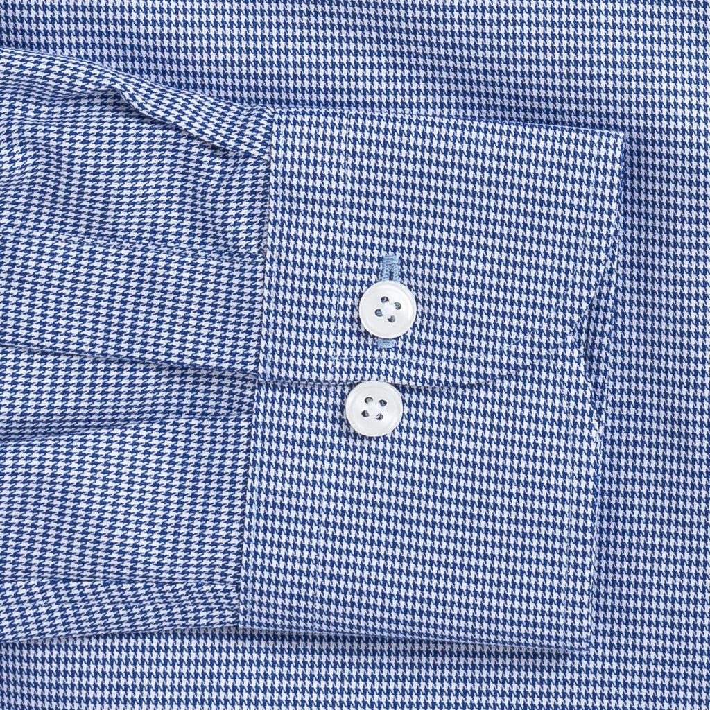 The Navy Blue McCartney Houndstooth Custom Shirt Custom Dress Shirt- Ledbury