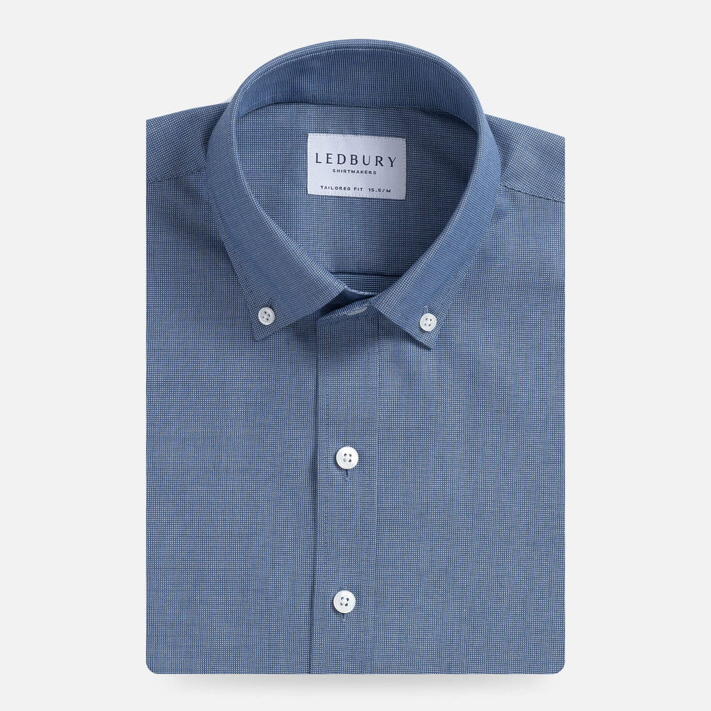 The Navy Evans Wrinkle Resistant Oxford Custom Shirt Custom Dress Shirt- Ledbury