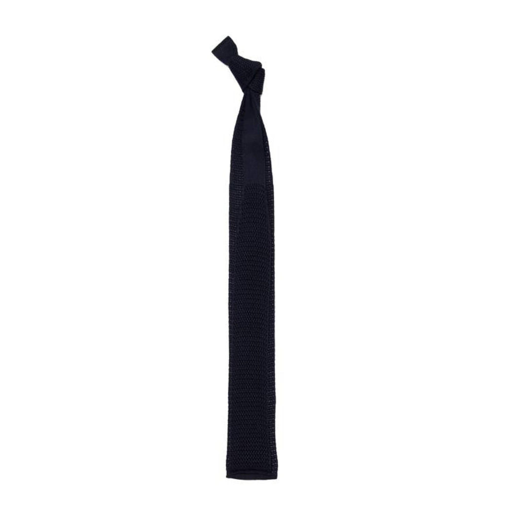 The Navy Harlow Knit Tie Tie- Ledbury