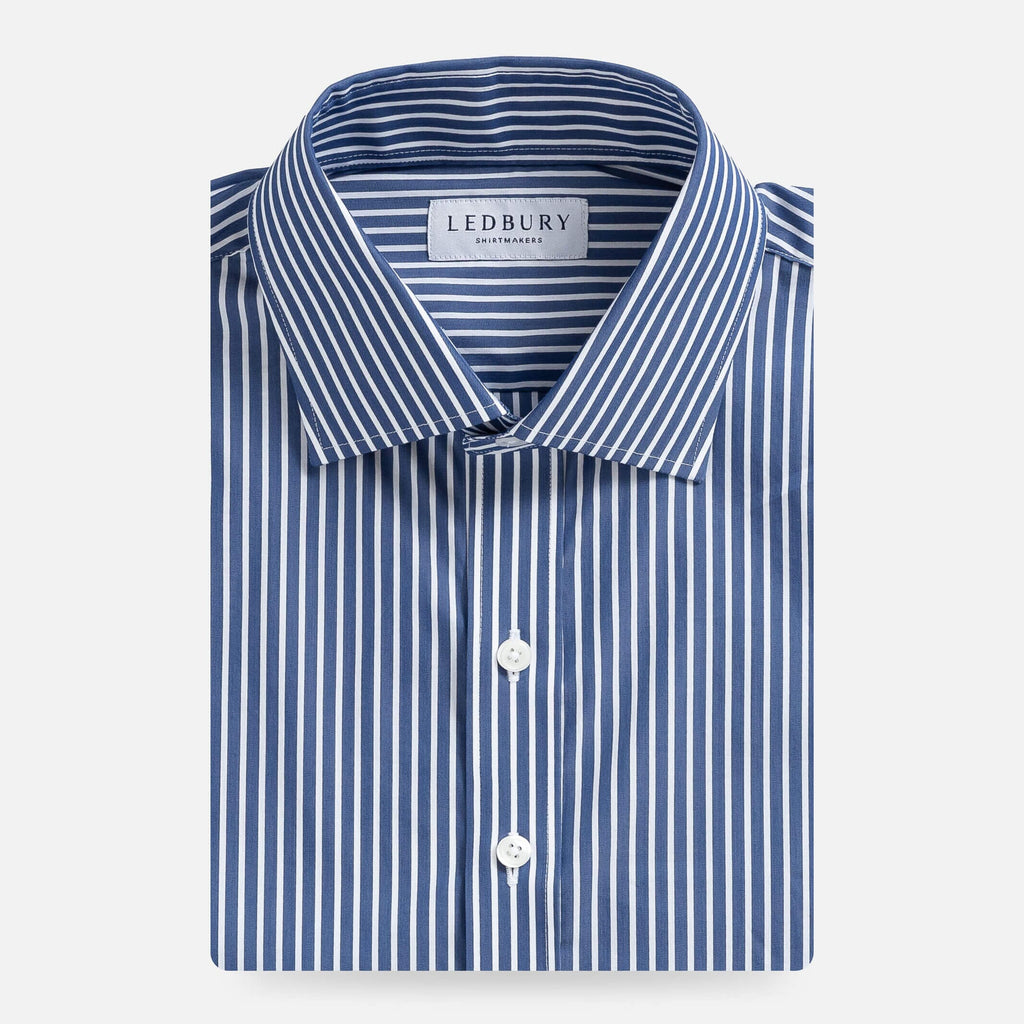 The Navy Upton Stripe Custom Shirt Custom Dress Shirt- Ledbury