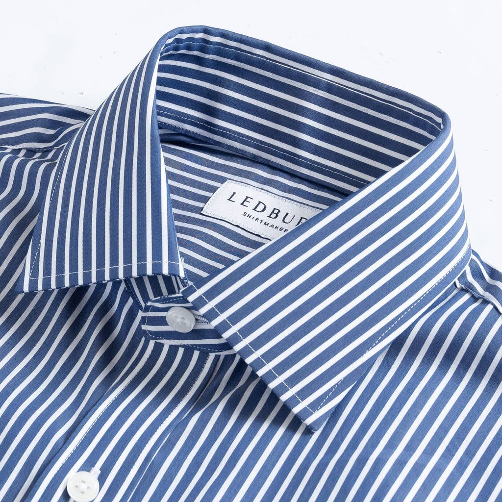 The Navy Upton Stripe Custom Shirt Custom Dress Shirt- Ledbury