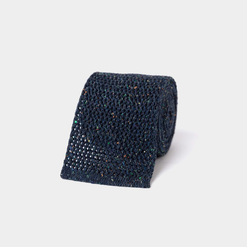 The Navy Wilshire Knit Tie Tie- Ledbury