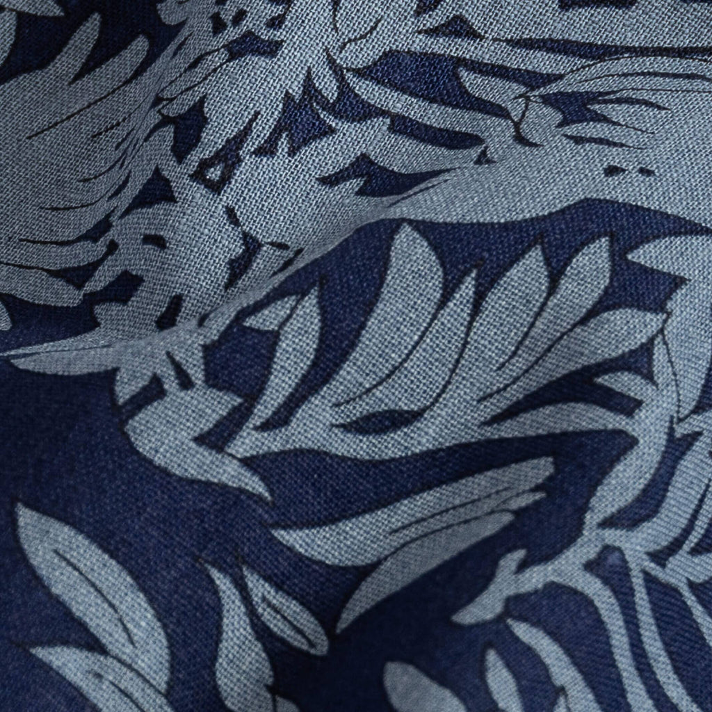 The Indigo Short Sleeve Onaway Cotton Linen Tropical Print Custom Shirt Custom Casual Shirt- Ledbury