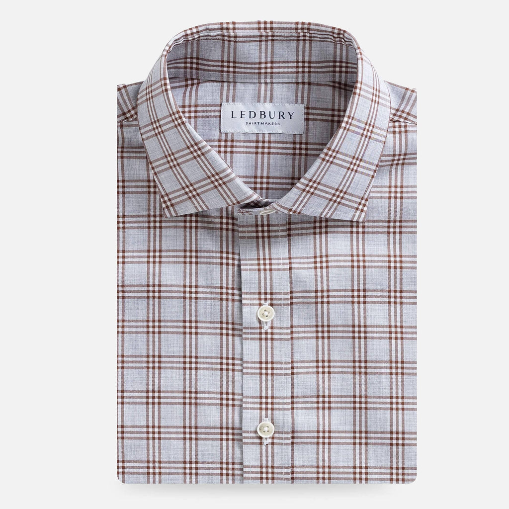 The Rustic Brown Albini Arnett Plaid Custom Shirt Custom Casual Shirt- Ledbury