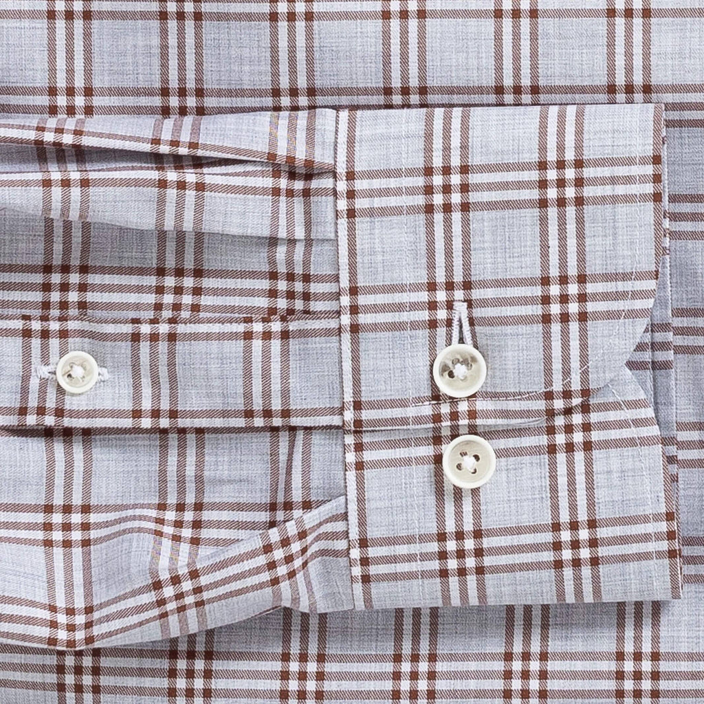 The Rustic Brown Albini Arnett Plaid Custom Shirt Custom Casual Shirt- Ledbury
