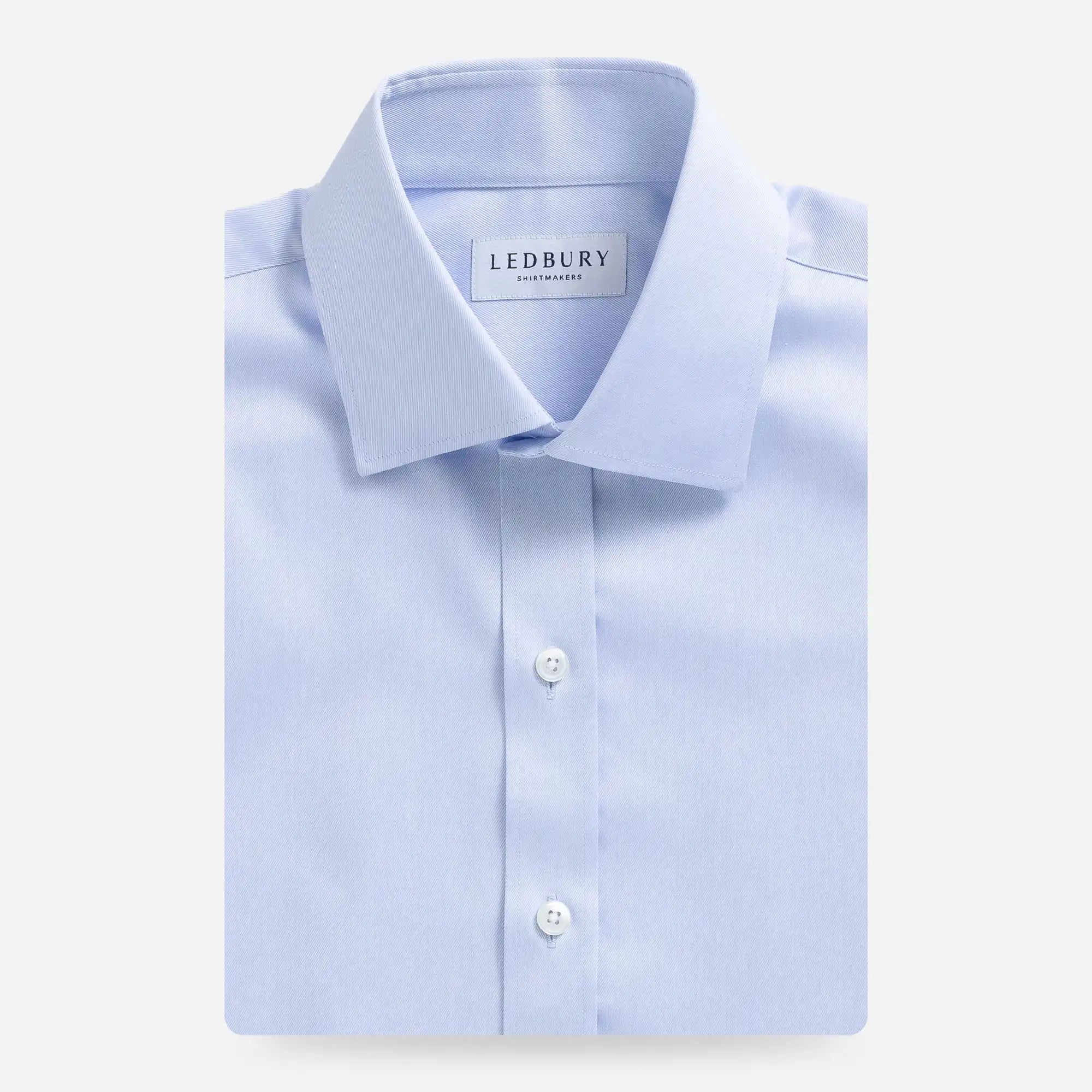 The Light Blue Sanders Non Iron Fine Twill Custom Shirt Custom Dress Shirt- Ledbury