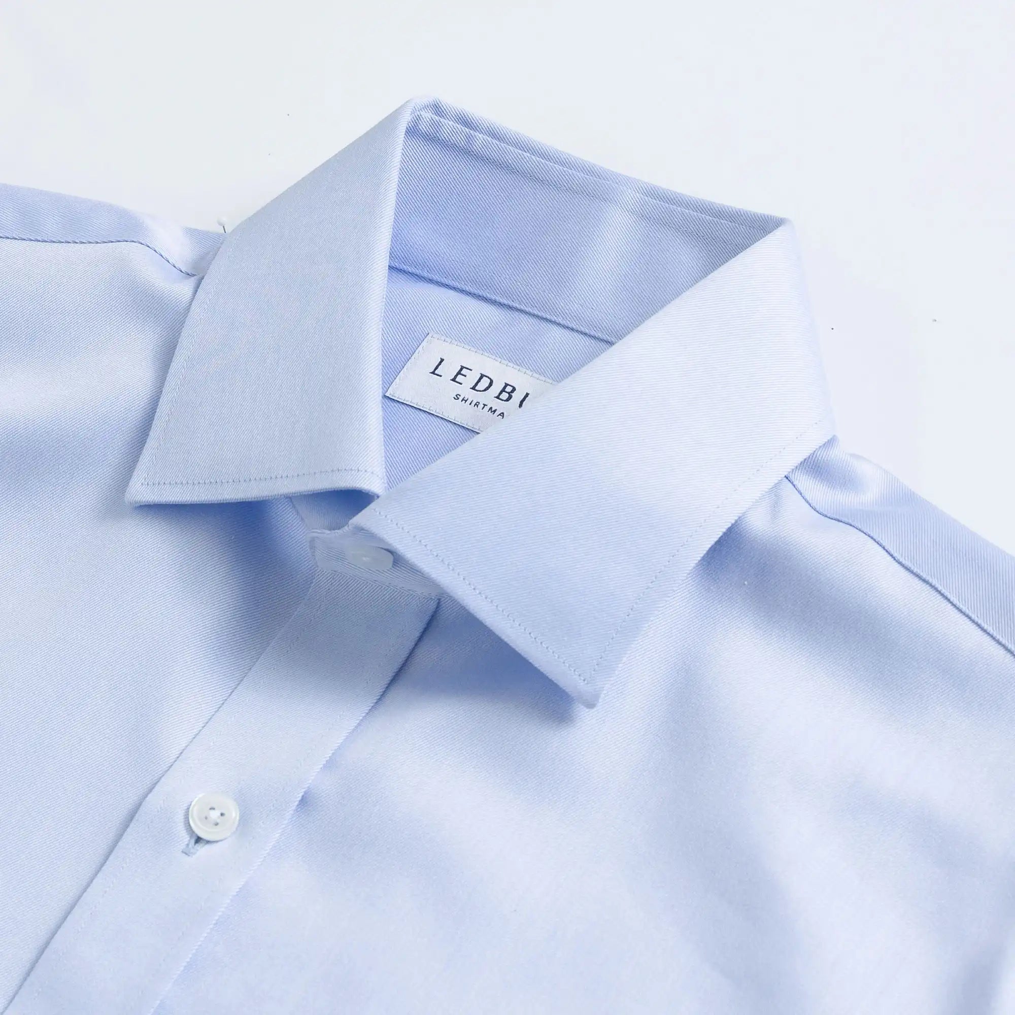 The Light Blue Sanders Non Iron Fine Twill Custom Shirt Custom Dress Shirt- Ledbury