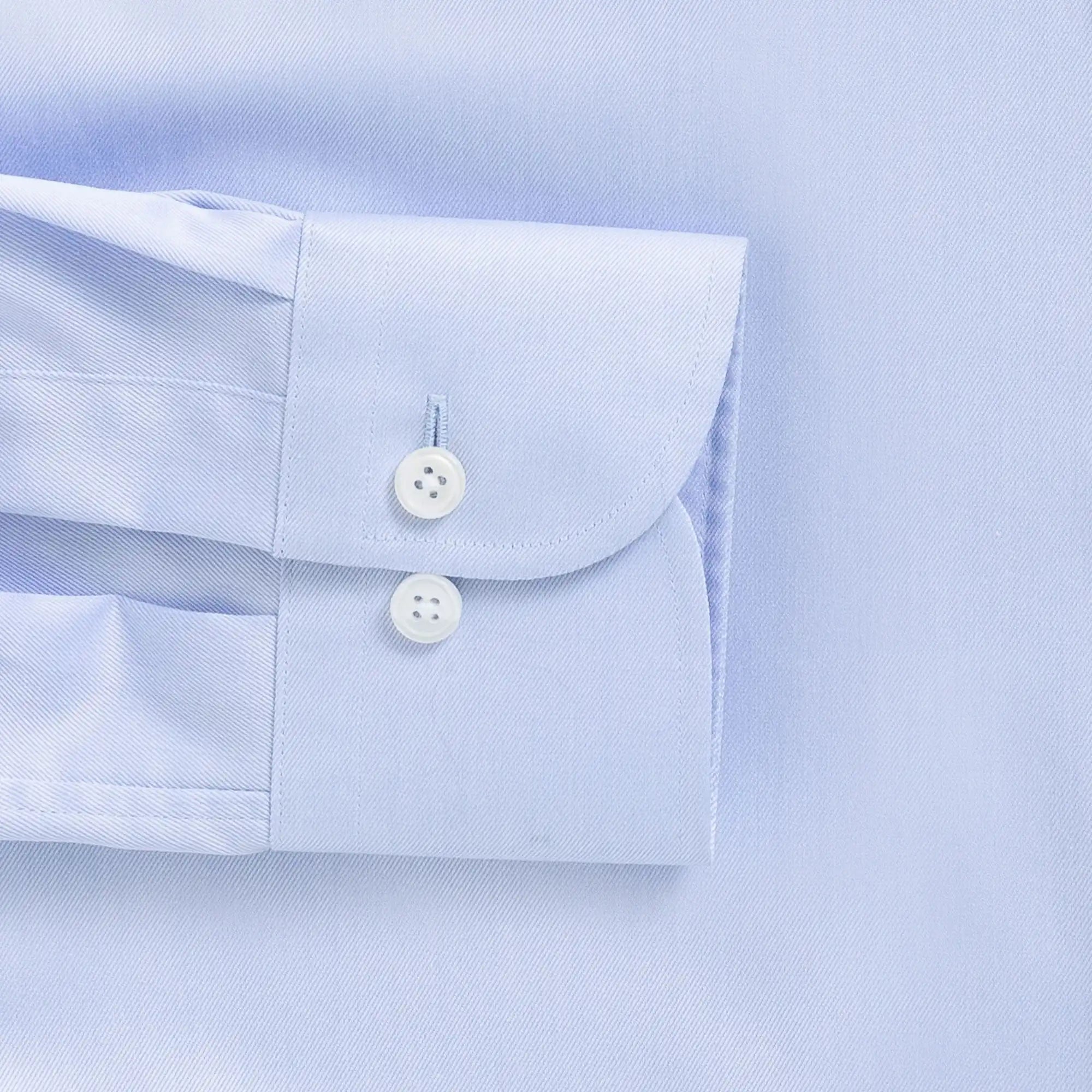 The Light Blue Sanders Non Iron Fine Twill with French Placket Custom Shirt Custom Dress Shirt- Ledbury