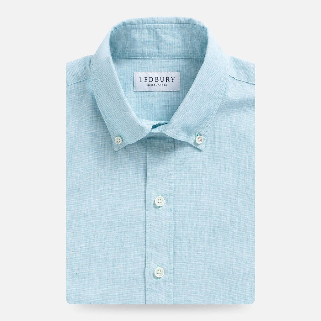 The Sea Green Barretto Cotton Linen Custom Shirt Custom Casual Shirt- Ledbury