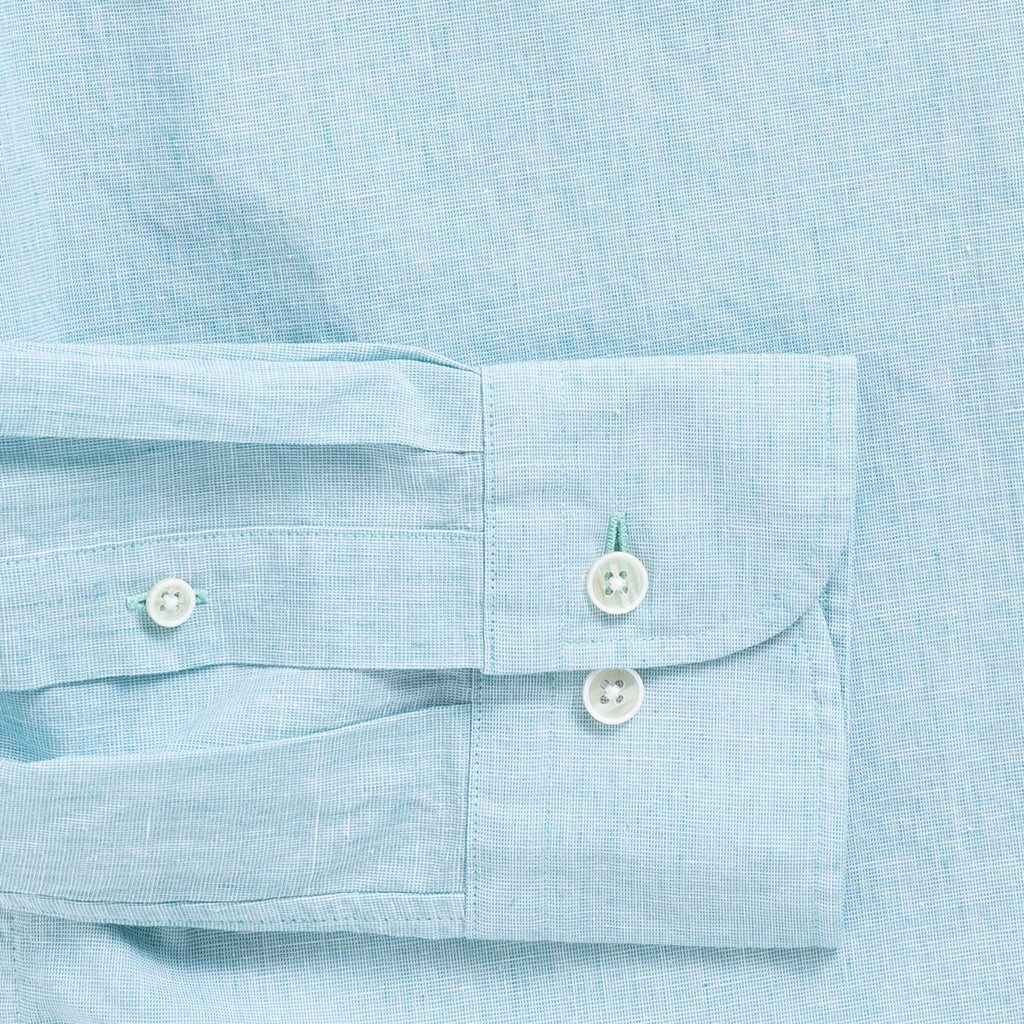 The Sea Green Barretto Cotton Linen Custom Shirt Custom Casual Shirt- Ledbury