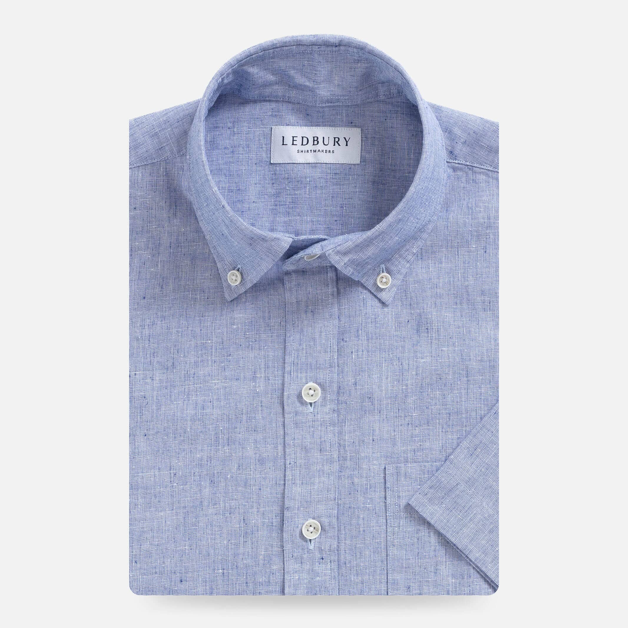 The Blue Short Sleeve Barretto Cotton Linen Custom Shirt
