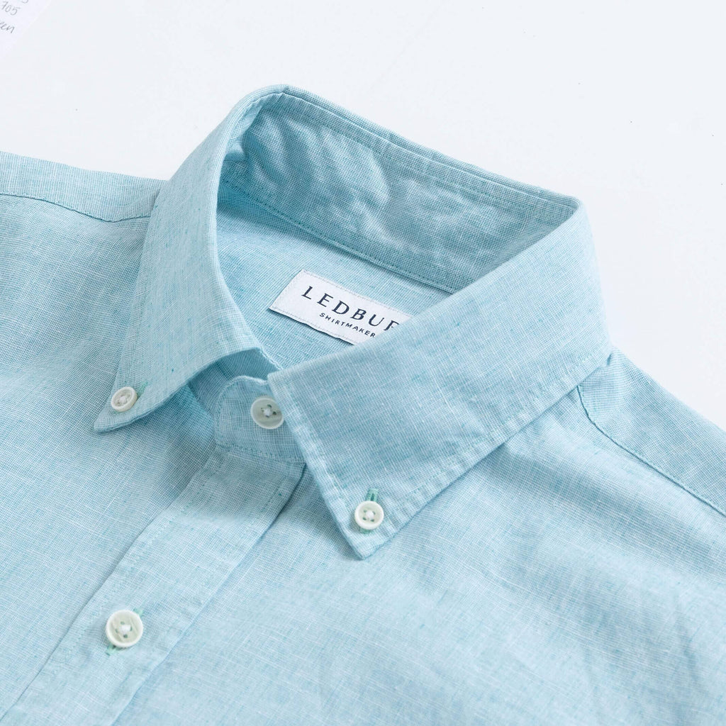The Sea Green Short Sleeve Barretto Cotton Linen Custom Shirt Custom Casual Shirt- Ledbury