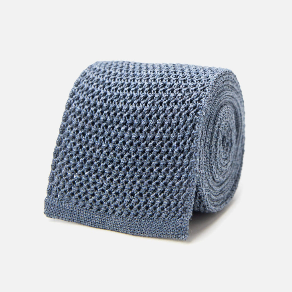 The Slate Blue Heather Harlow Knit Tie Tie- Ledbury