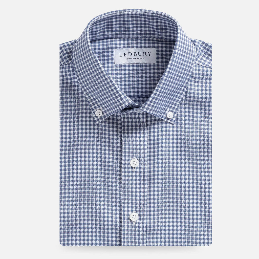 The Smoky Blue Touraine Check Custom Shirt Custom Dress Shirt- Ledbury