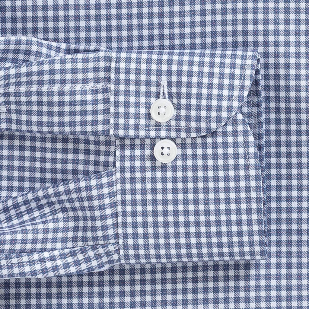 The Smoky Blue Touraine Check Custom Shirt Custom Dress Shirt- Ledbury
