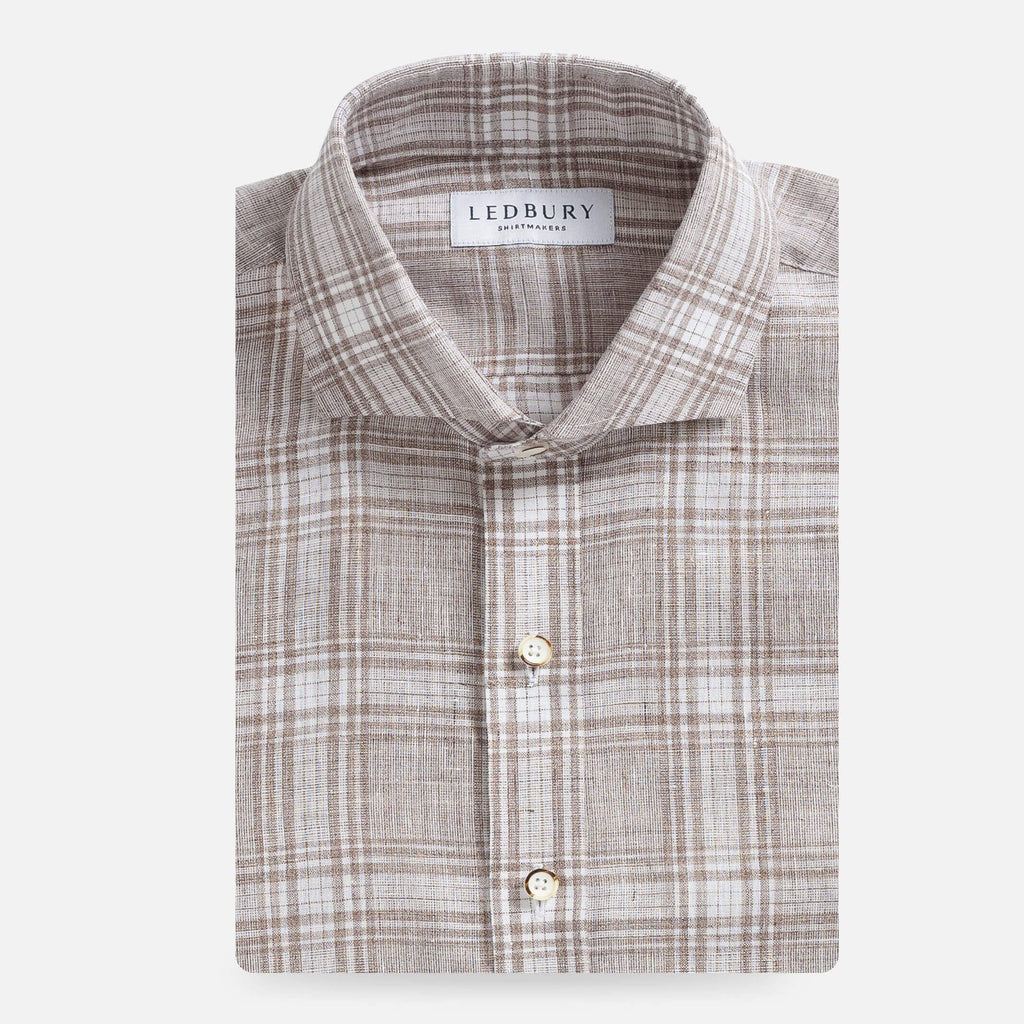 The Soft Brown Monti Rennie Linen Custom Shirt Custom Casual Shirt- Ledbury