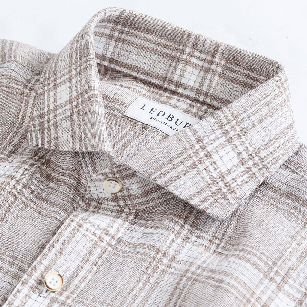 The Soft Brown Monti Rennie Linen Custom Shirt Custom Casual Shirt- Ledbury