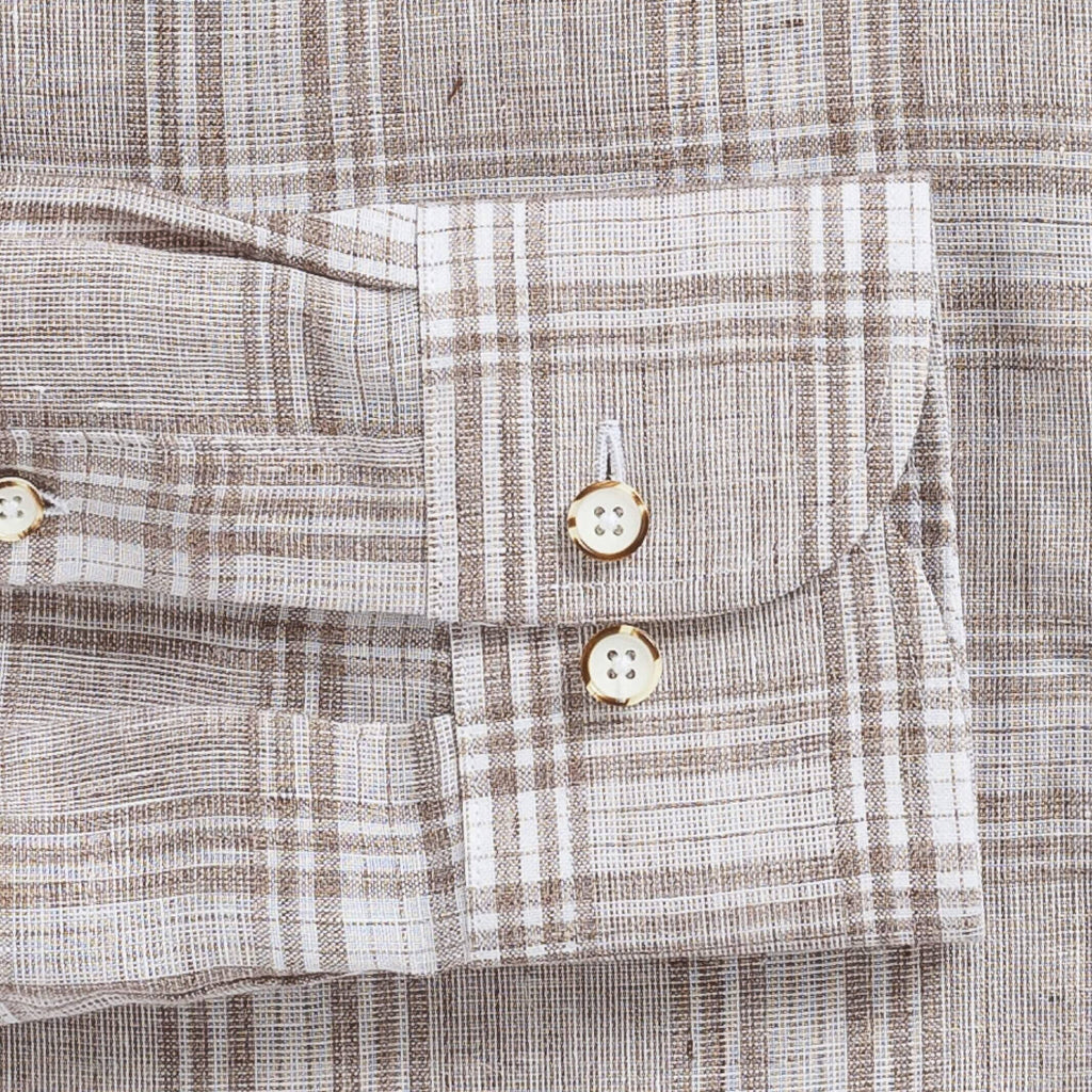 The Soft Brown Monti Rennie Linen Custom Shirt Custom Casual Shirt- Ledbury