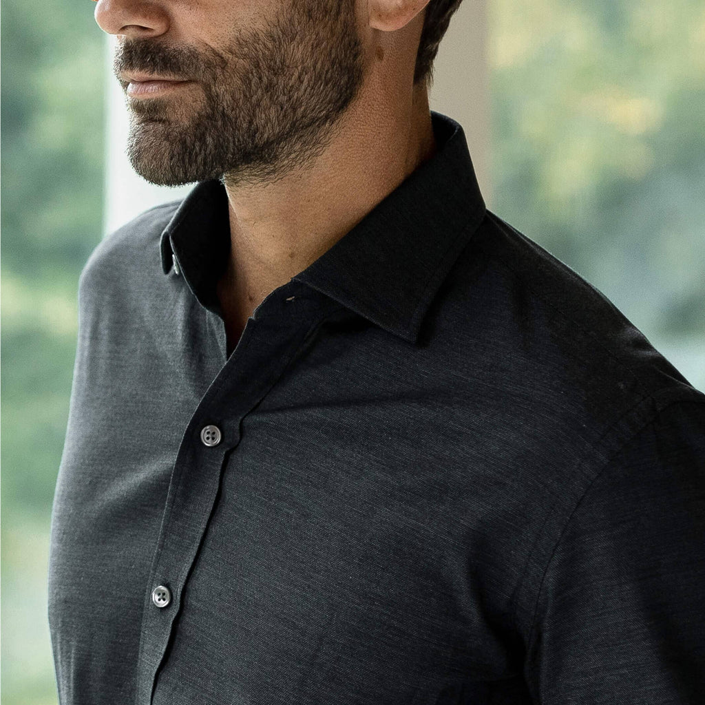 The Charcoal Brompton Mouline Custom Shirt Custom Dress Shirt- Ledbury