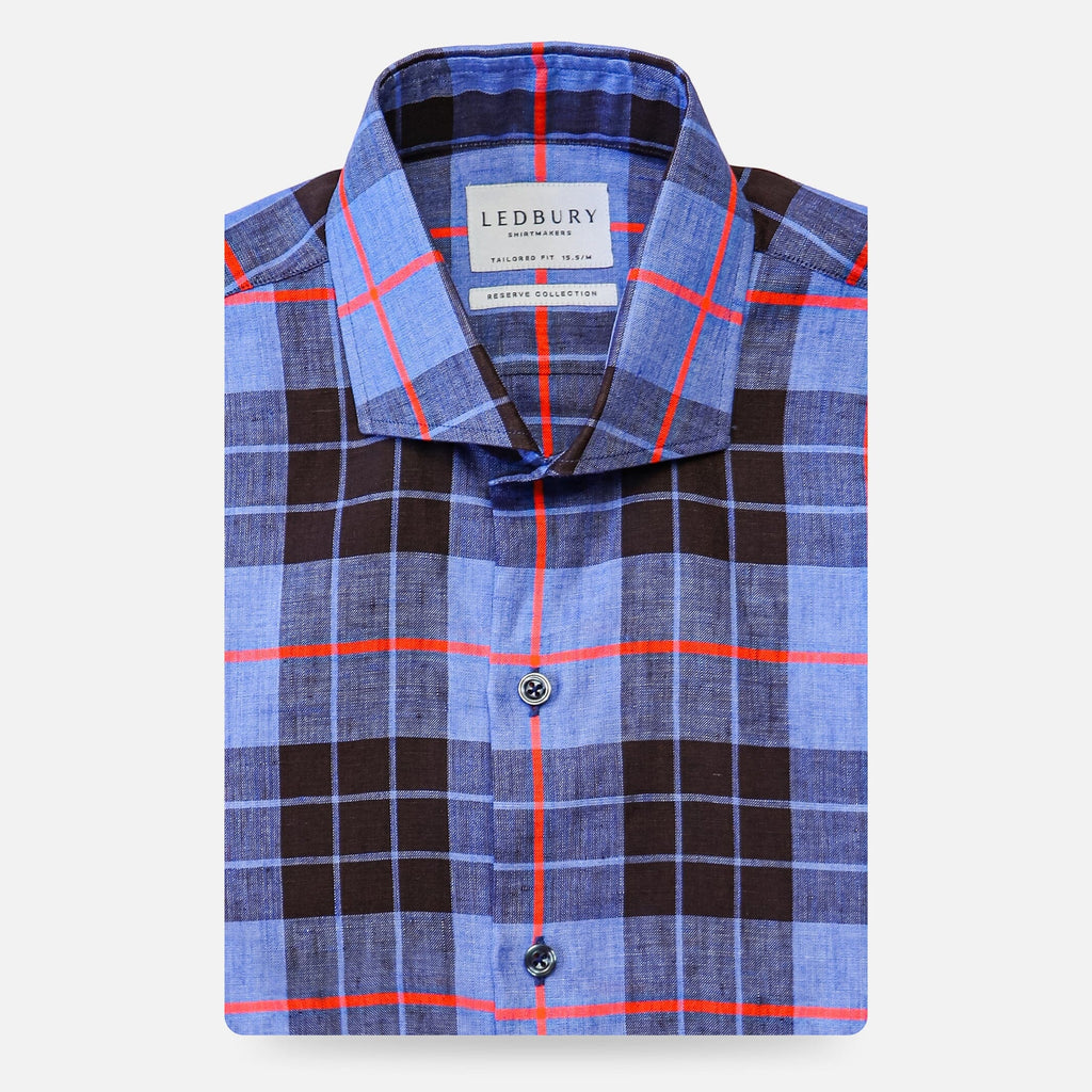 The Royal Blue Albini Ward Plaid Custom Shirt Custom Casual Shirt- Ledbury