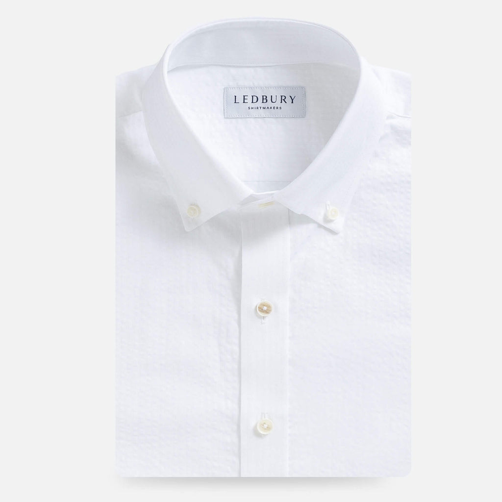 The White Arquette Seersucker Custom Shirt Custom Casual Shirt- Ledbury
