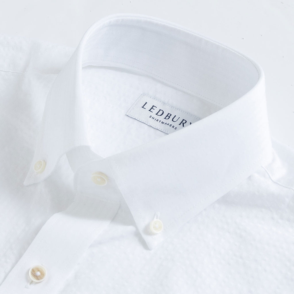 The White Arquette Seersucker Custom Shirt Custom Casual Shirt- Ledbury