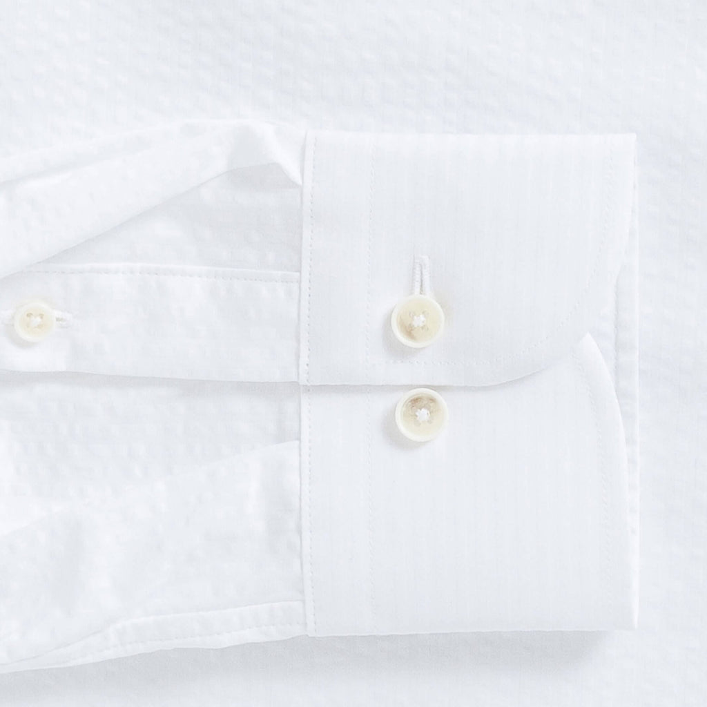 The White Arquette Seersucker Custom Shirt Custom Casual Shirt- Ledbury