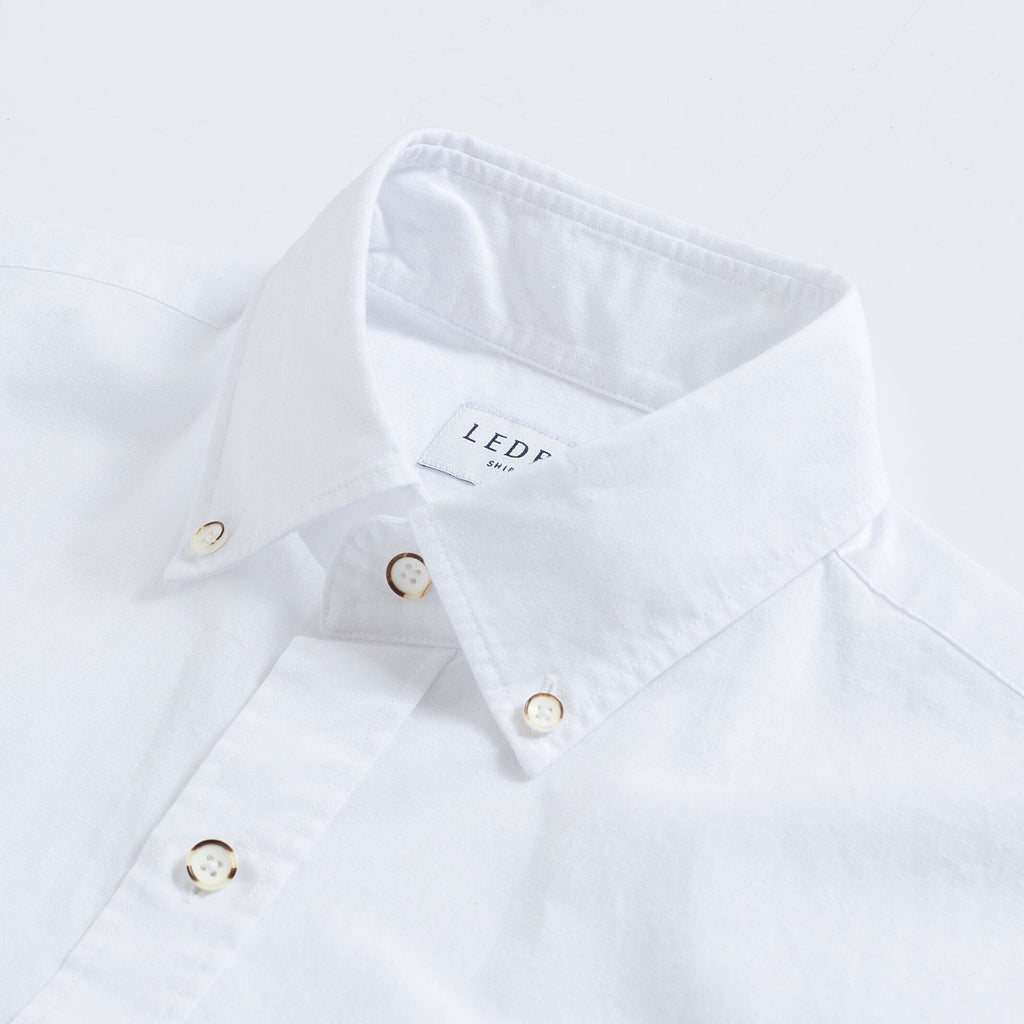 The White Barretto Cotton Linen Custom Shirt Custom Casual Shirt- Ledbury