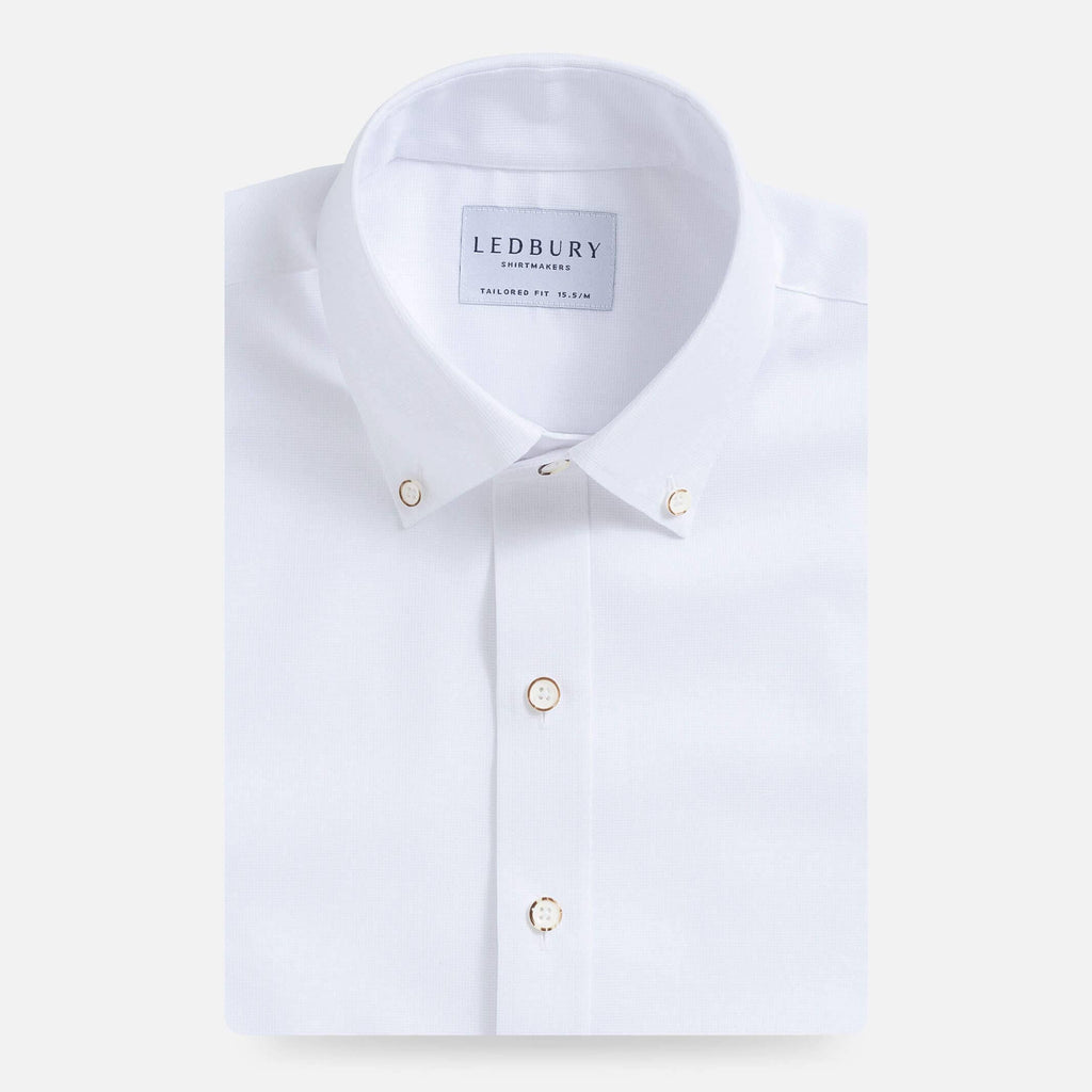 The White Evans Wrinkle Resistant Oxford Dress Shirt Dress Shirt- Ledbury
