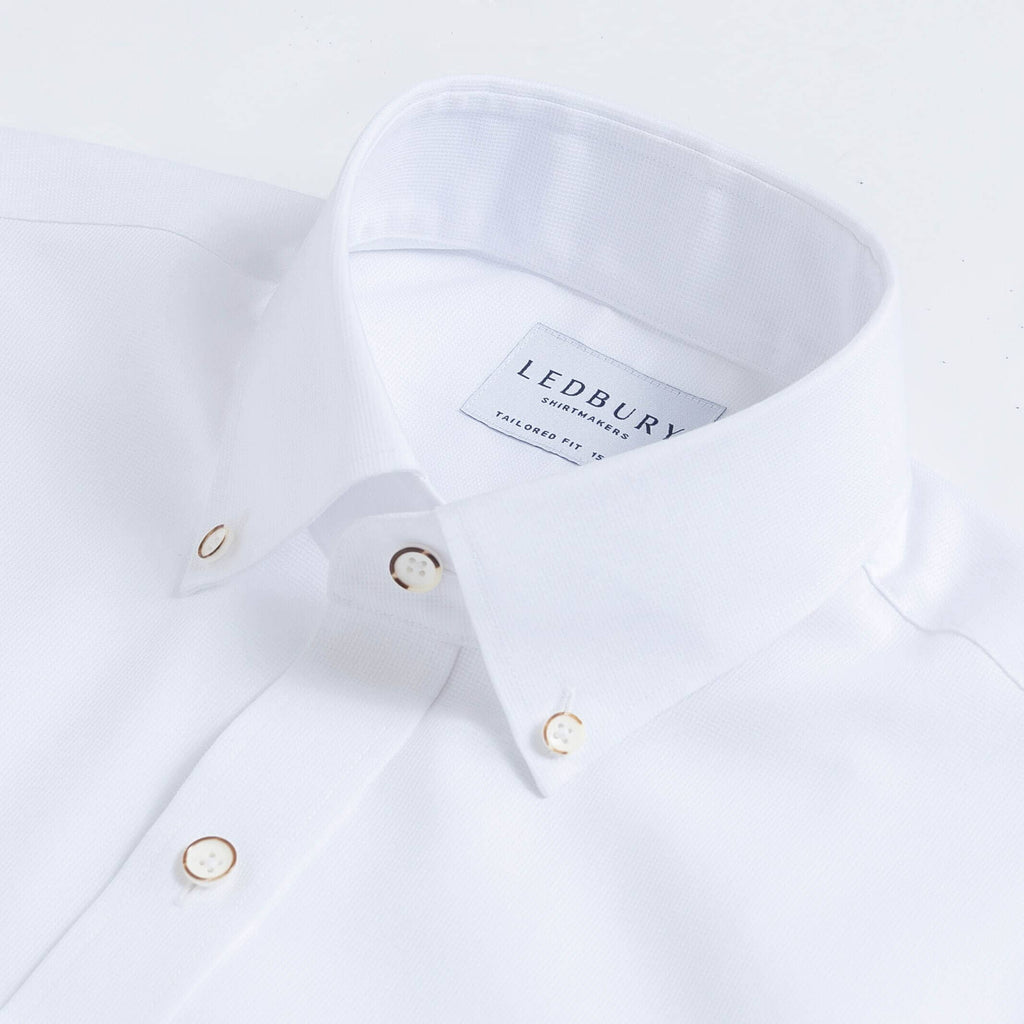 The White Evans Wrinkle Resistant Oxford Custom Shirt Custom Dress Shirt- Ledbury