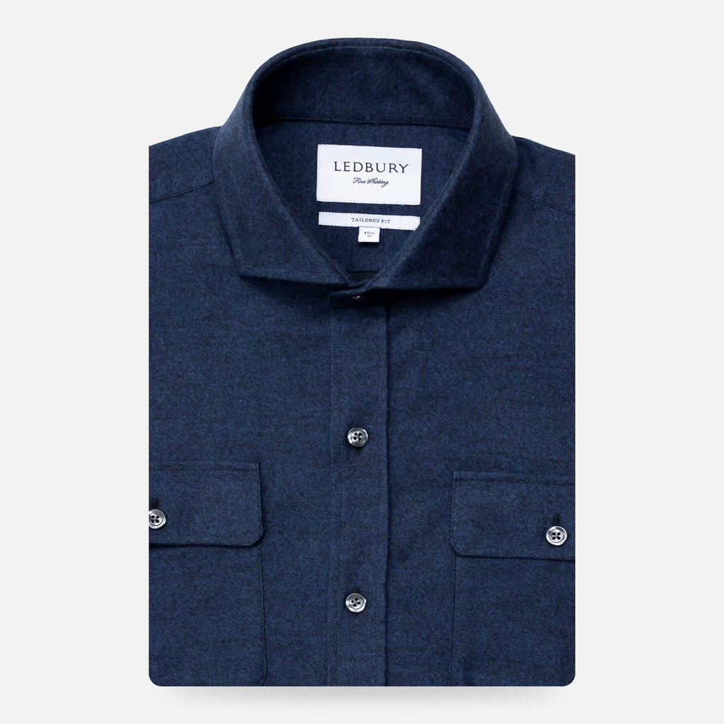 The Dark Blue Heather Heyming Flannel Custom Shirt Custom Casual Shirt- Ledbury