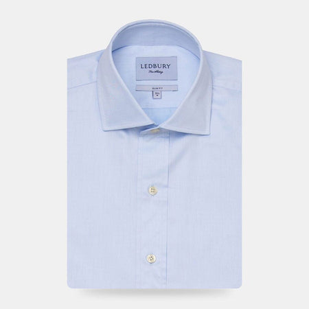 The Blue Fine Twill Spread Dress Shirt  Ledbury