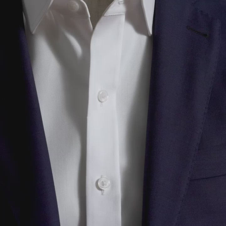 Sanders Non-iron white dress shirt - wrinkle-resistant fine twill fabric
