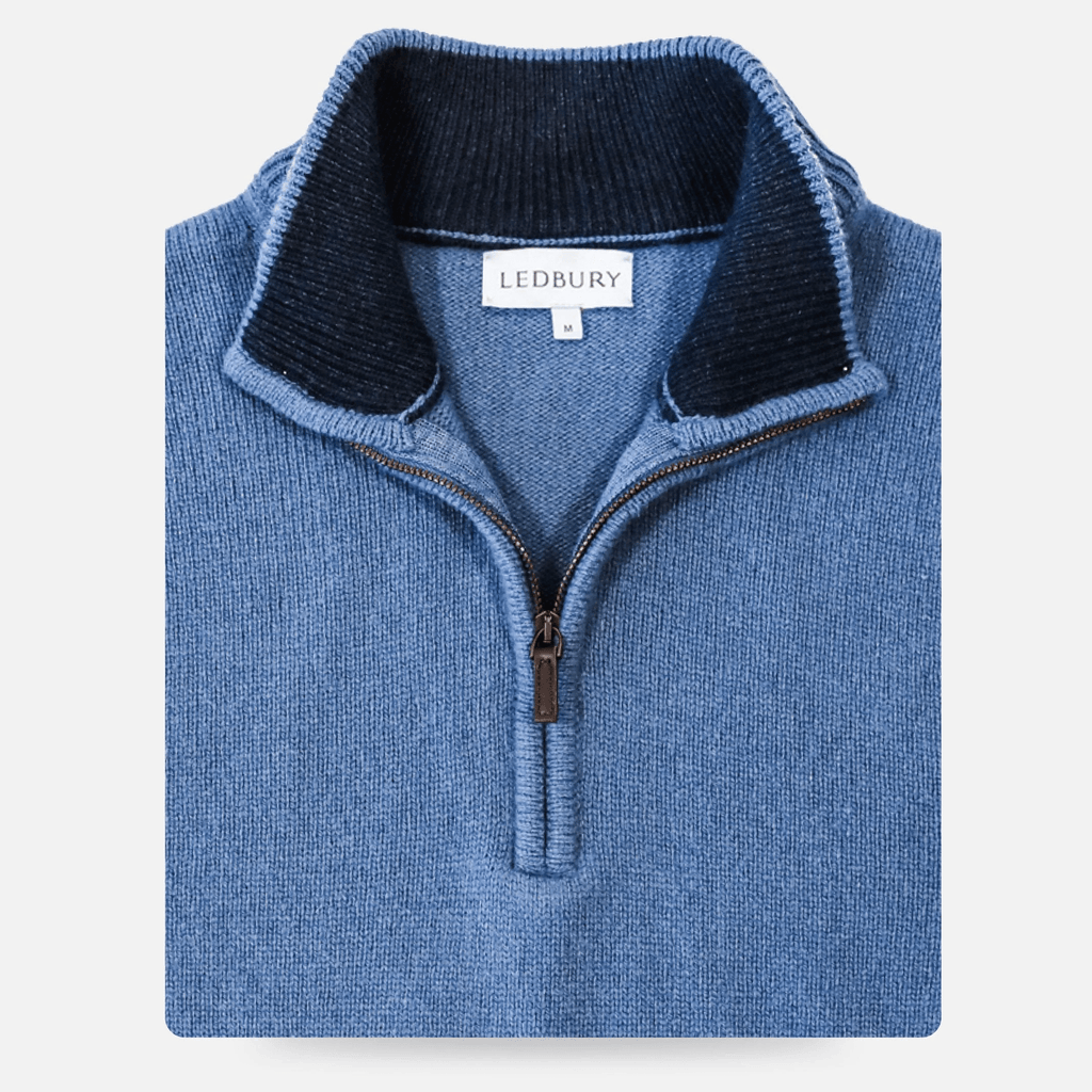 The Slate Blue Ashton Half-Zip Sweater Sweater- Ledbury