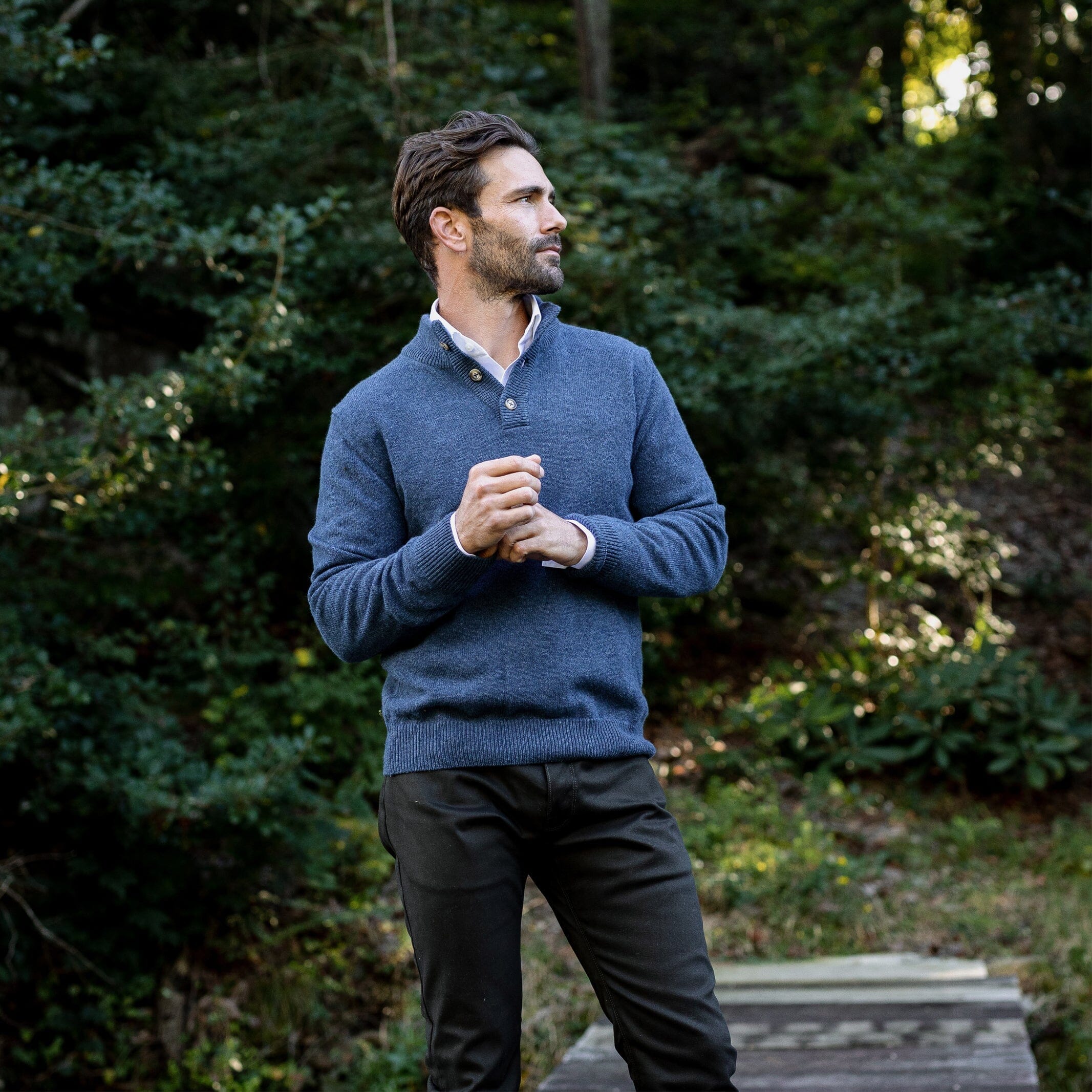 The Blue Heather Brewer Mock Neck Sweater Sweater- Ledbury