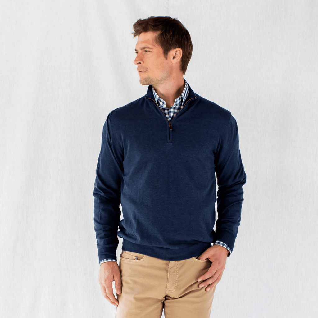 The Cadet Blue Easterley Half-Zip Sweater Sweater- Ledbury