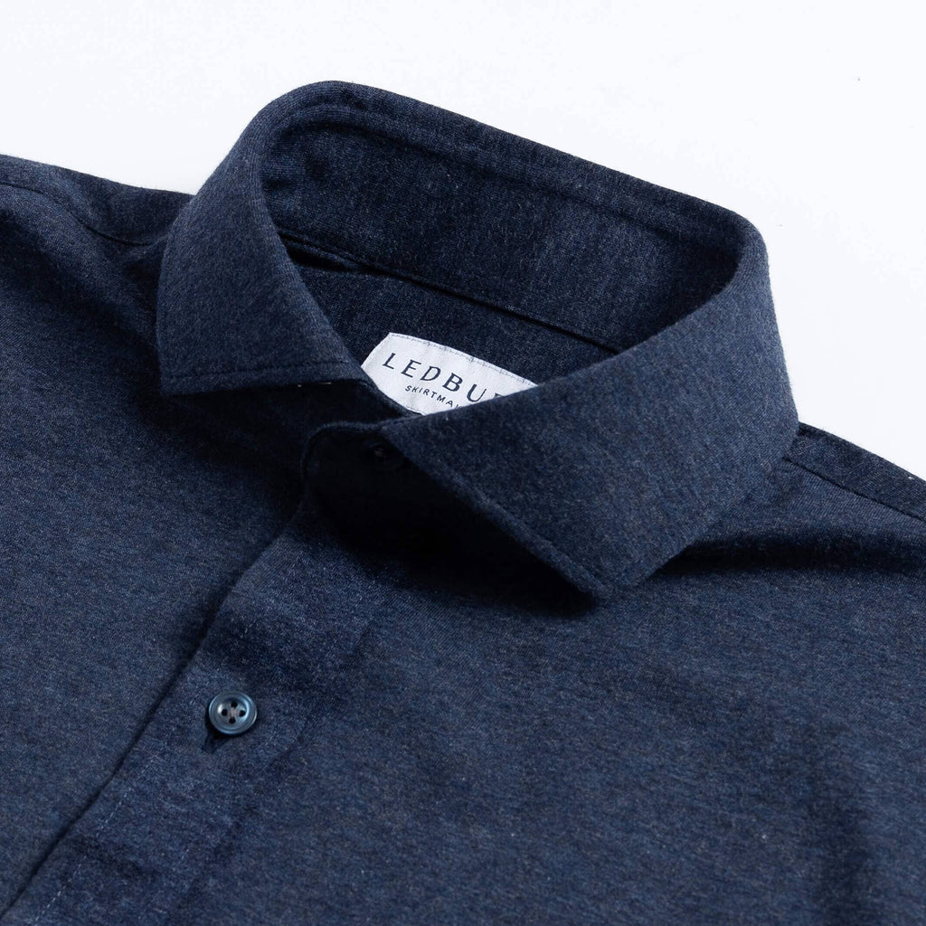 The Navy Heather Renton Brushed Jersey Custom Shirt Custom Casual Shirt- Ledbury