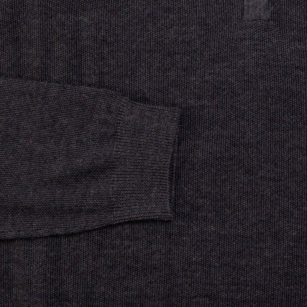 The Charcoal Heather Reymond Mock Henley Sweater- Ledbury