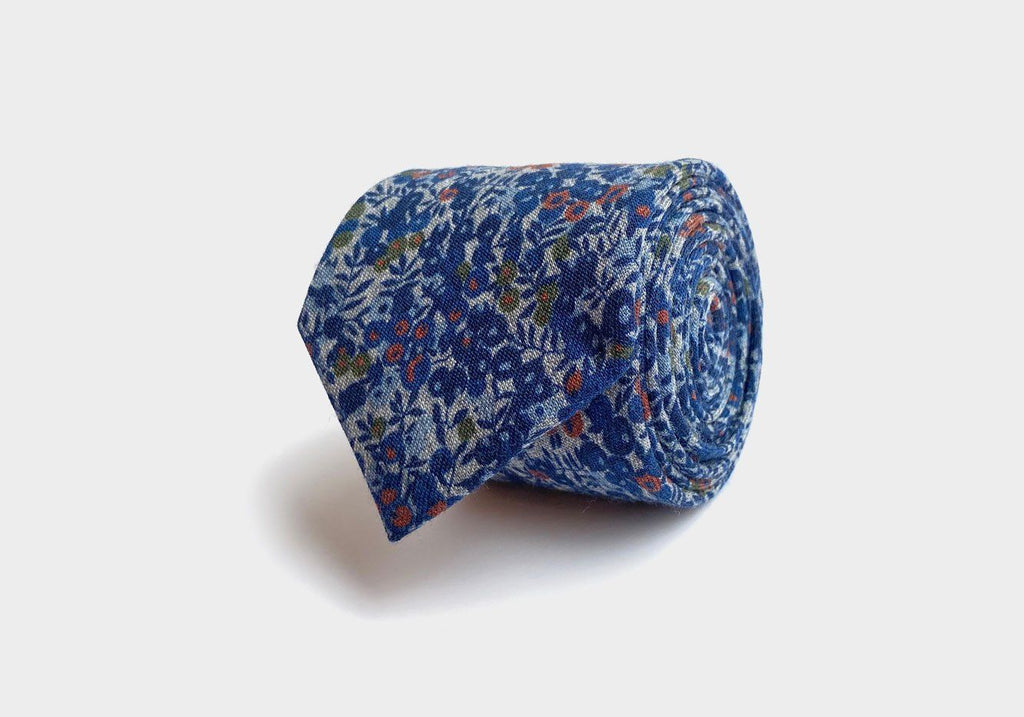The Deep Blue Ellsworth Print Tie Tie- Ledbury