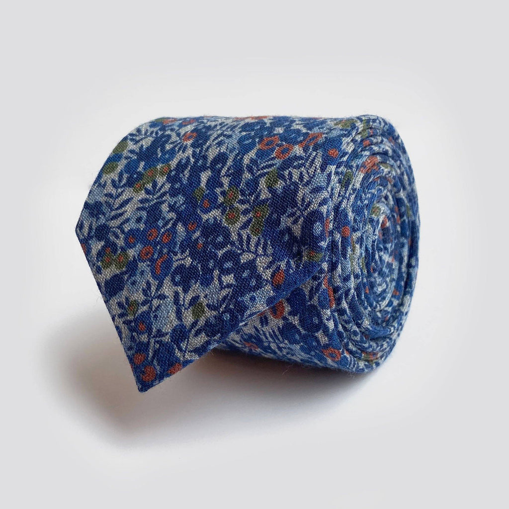 The Deep Blue Ellsworth Print Tie Tie- Ledbury