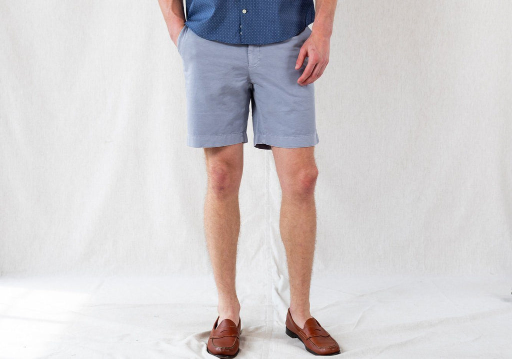 The Dusk Blue Richmond Washed Twill Short Shorts- Ledbury