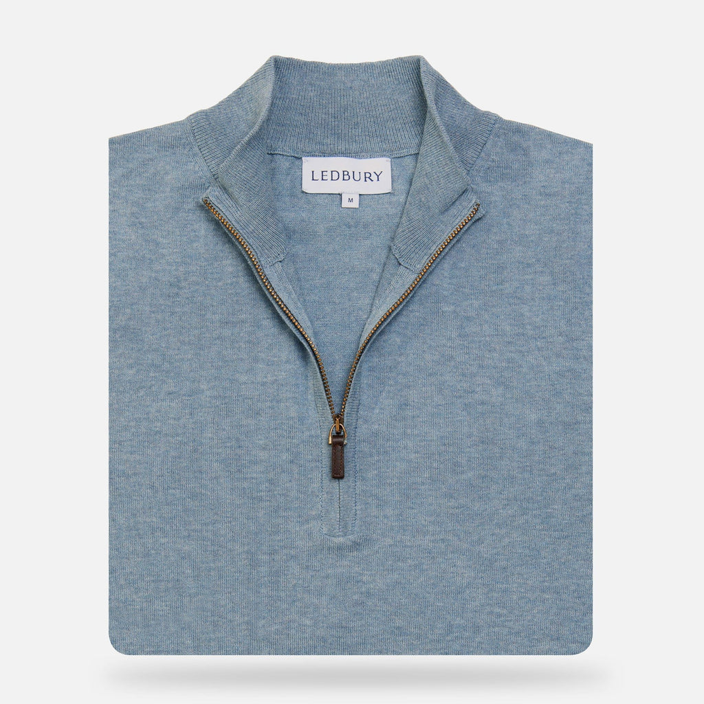 The Slate Blue Heather Easterley Half-Zip Sweater Sweater- Ledbury