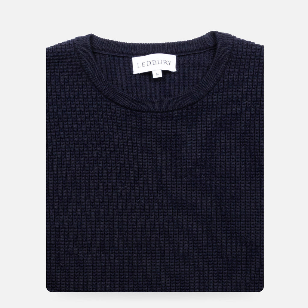 The Navy Walden Thermal Crew Sweater Sweater- Ledbury