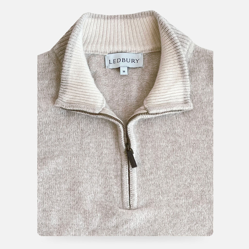 The Oatmeal Heather Ashton Half-Zip Sweater Sweater- Ledbury