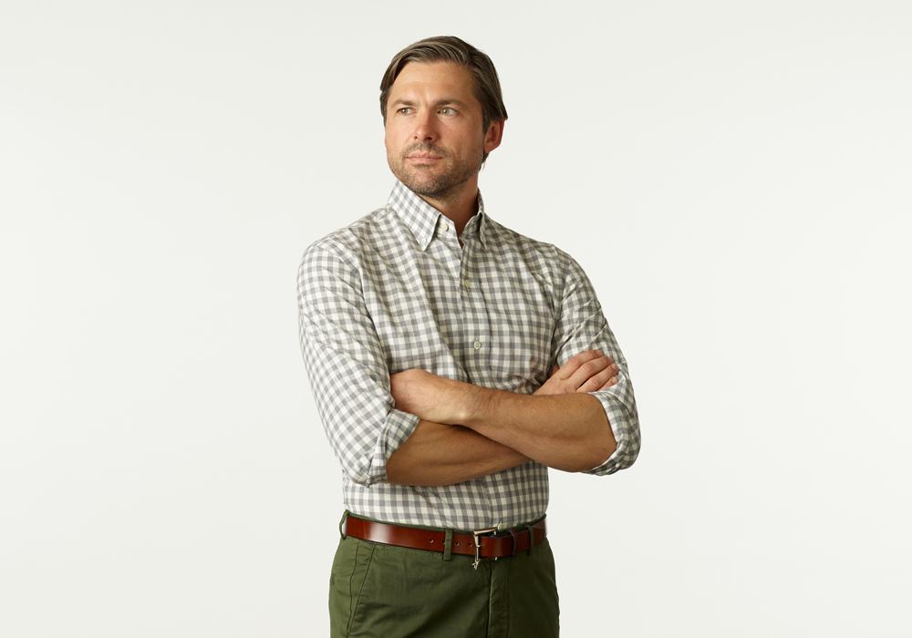 The Grey Heather Rhodes Heathered Gingham Casual Shirt Casual Shirt- Ledbury