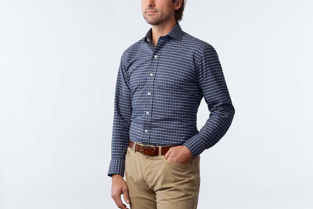 The Cadet Blue Wildwood Windowpane Casual Shirt Casual Shirt- Ledbury