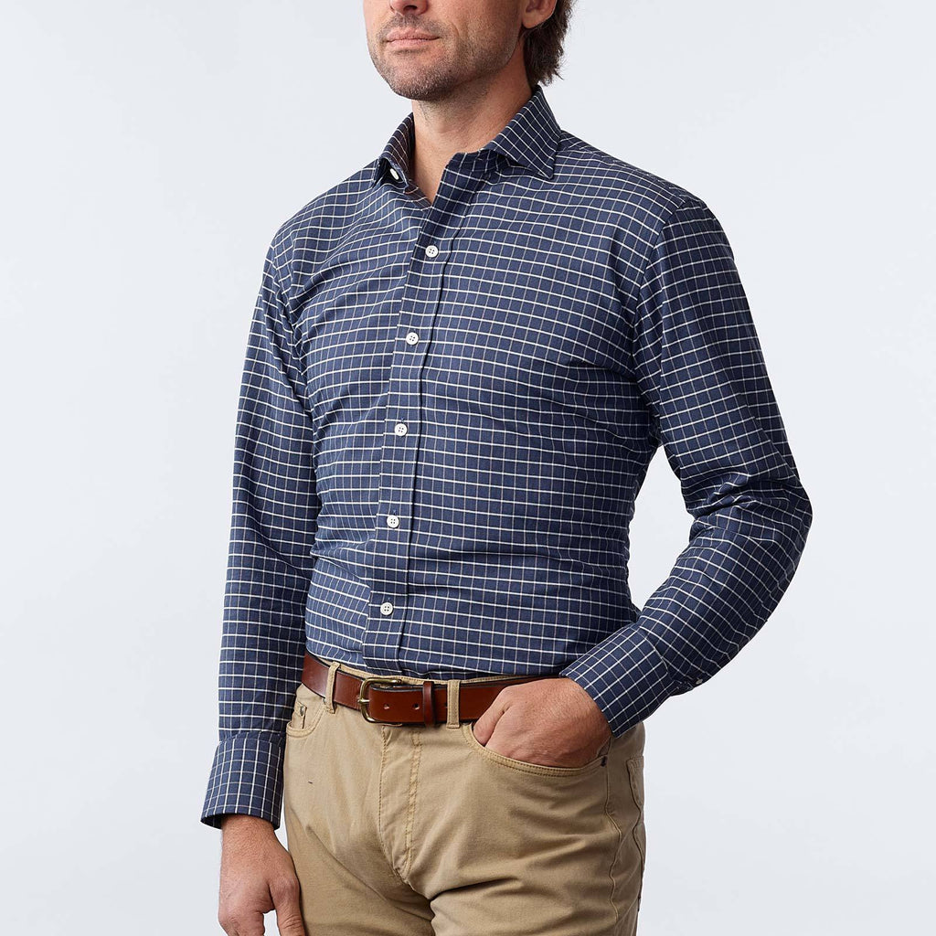 The Cadet Blue Wildwood Windowpane Casual Shirt Casual Shirt- Ledbury